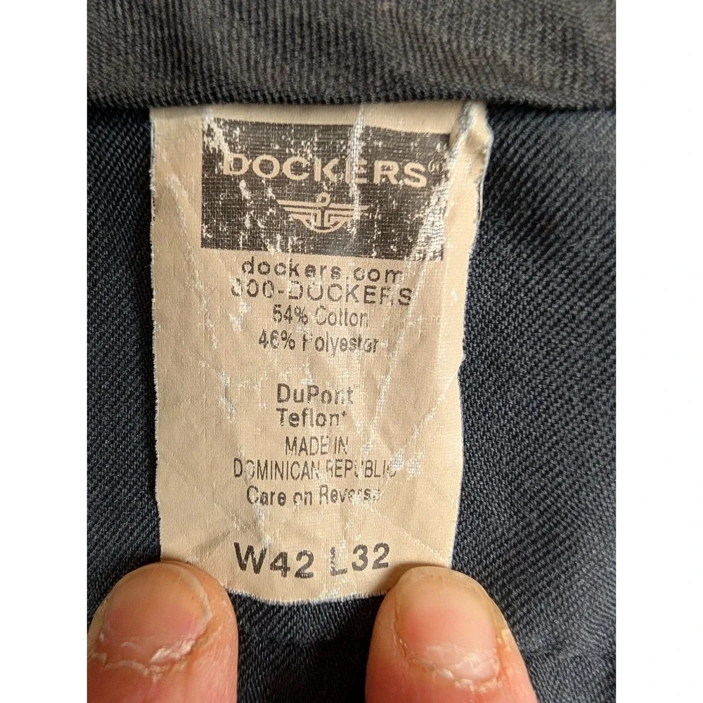 Dockers Signature Dark Gray‎ Straight-Fit Flat Front Gray Men's 42 x 32